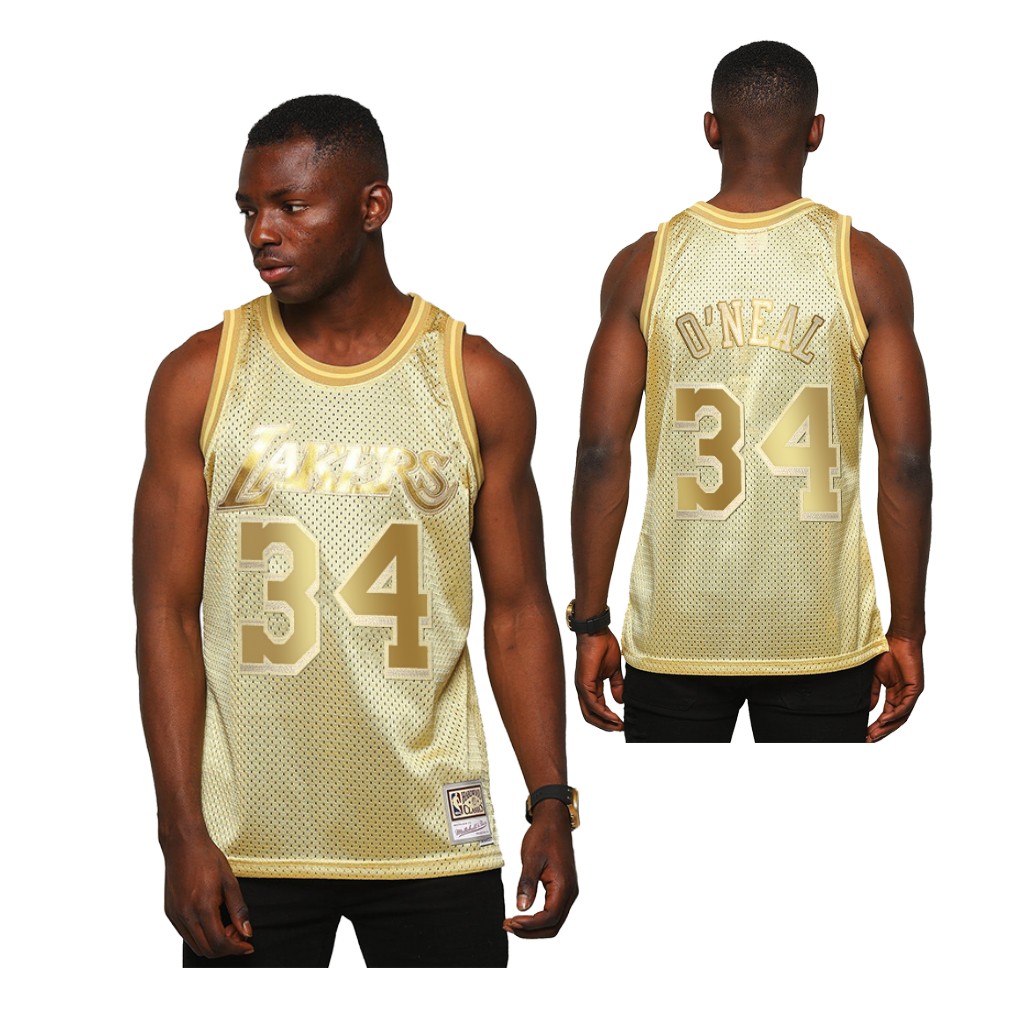 Men's Los Angeles Lakers Shaquille O'Neal #34 NBA Midas SM Golden Basketball Jersey DOB6083AQ